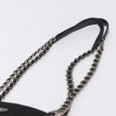PRADA Chain Shoulder Bag Nylon Black Silver Auth fm5438-8