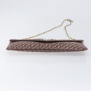 Christian Dior Trotter Canvas Chain Shoulder Bag Red Gold Auth fm5440-6