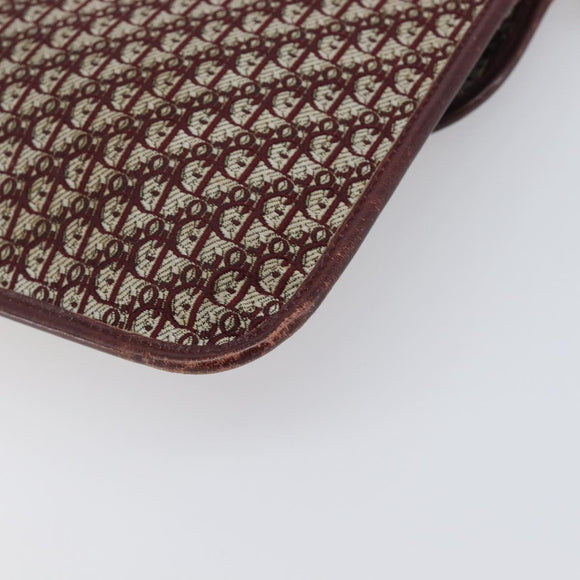 Christian Dior Trotter Canvas Chain Shoulder Bag Red Gold Auth fm5440
