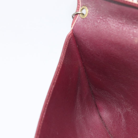 Christian Dior Trotter Canvas Chain Shoulder Bag Red Gold Auth fm5440