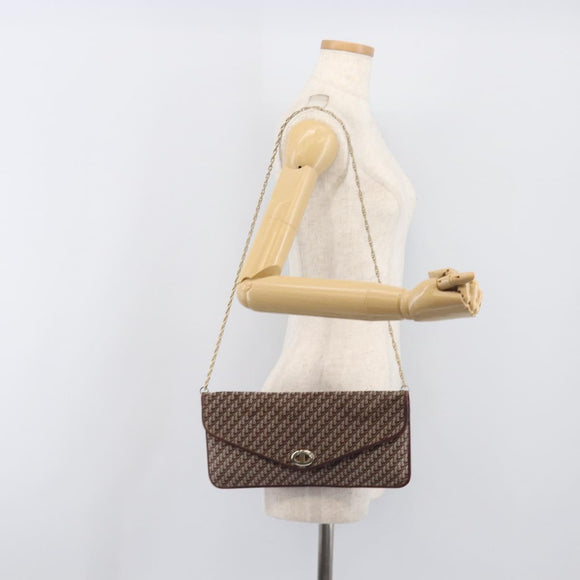 Christian Dior Trotter Canvas Chain Shoulder Bag Red Gold Auth fm5440
