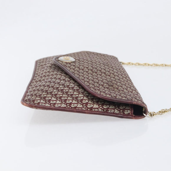 Christian Dior Trotter Canvas Chain Shoulder Bag Red Gold Auth fm5440