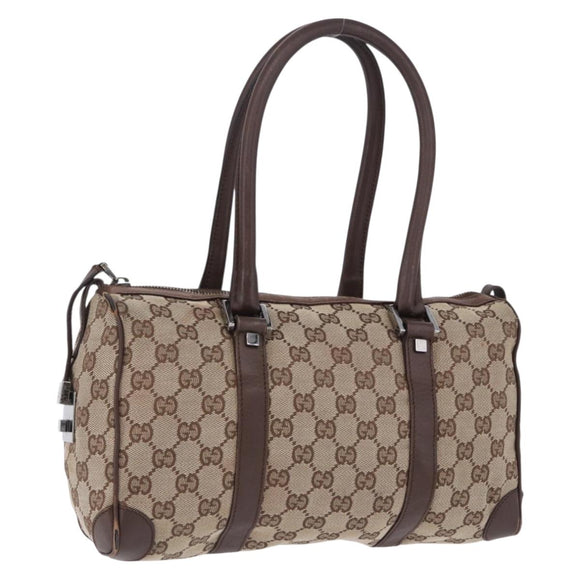 GUCCI GG Canvas Hand Bag Beige Silver 30458 Auth fm5441