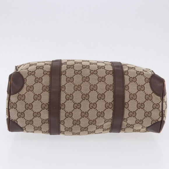 GUCCI GG Canvas Hand Bag Beige Silver 30458 Auth fm5441