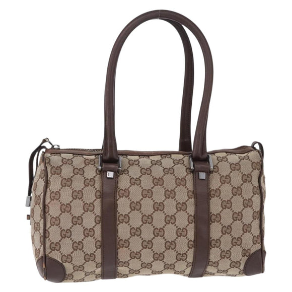 GUCCI GG Canvas Hand Bag Beige Silver 30458 Auth fm5441