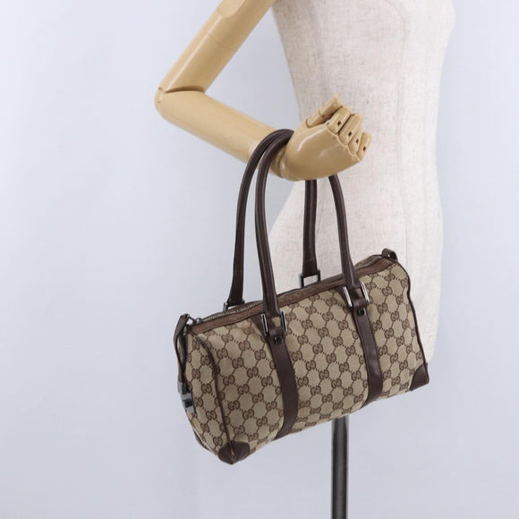 GUCCI GG Canvas Hand Bag Beige Silver 30458 Auth fm5441