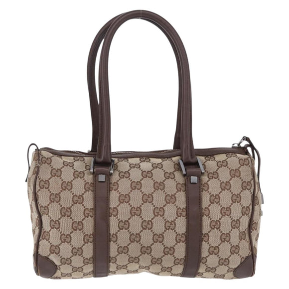 GUCCI GG Canvas Hand Bag Beige Silver 30458 Auth fm5441