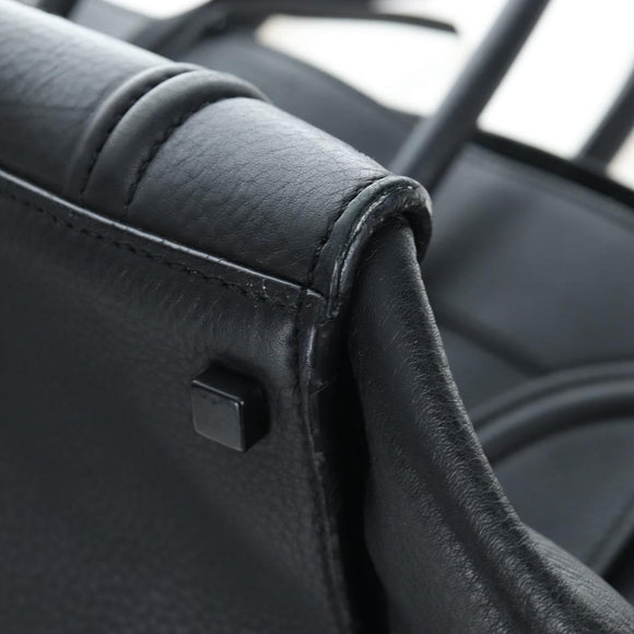 CELINE Luggage Phantom Hand Bag Leather Black Gold Auth fm5451M