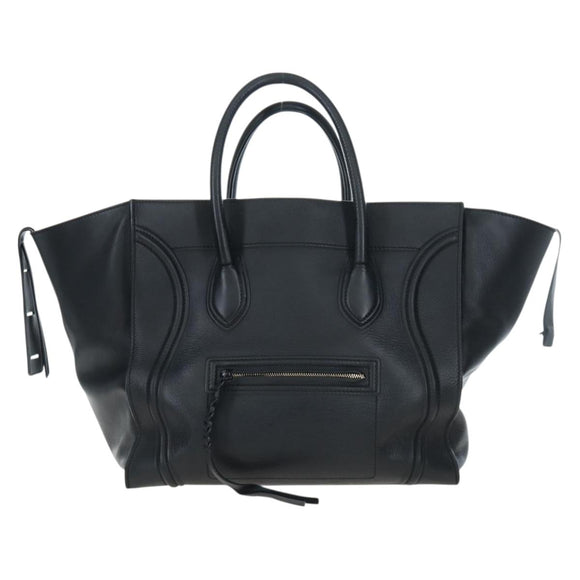 CELINE Luggage Phantom Hand Bag Leather Black Gold Auth fm5451M