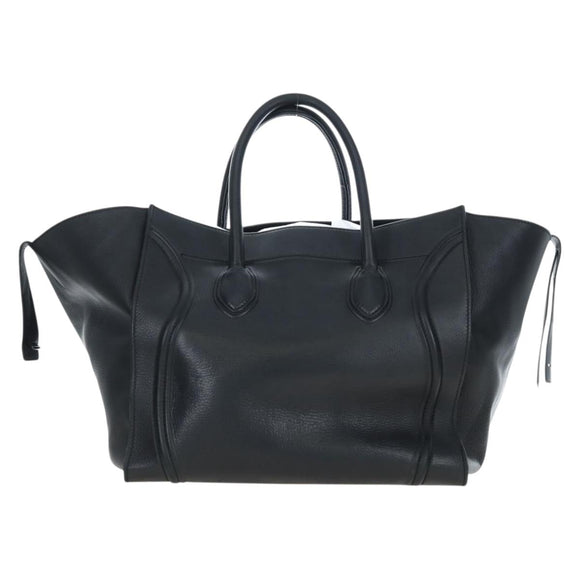 CELINE Luggage Phantom Hand Bag Leather Black Gold Auth fm5451M