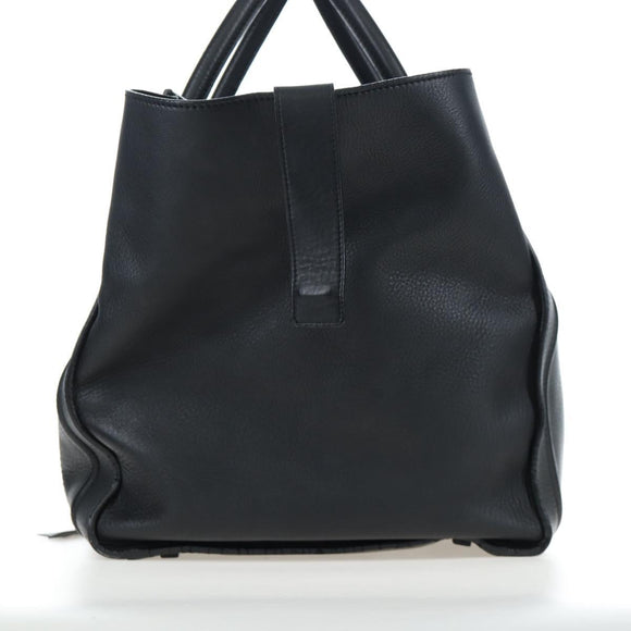 CELINE Luggage Phantom Hand Bag Leather Black Gold Auth fm5451M