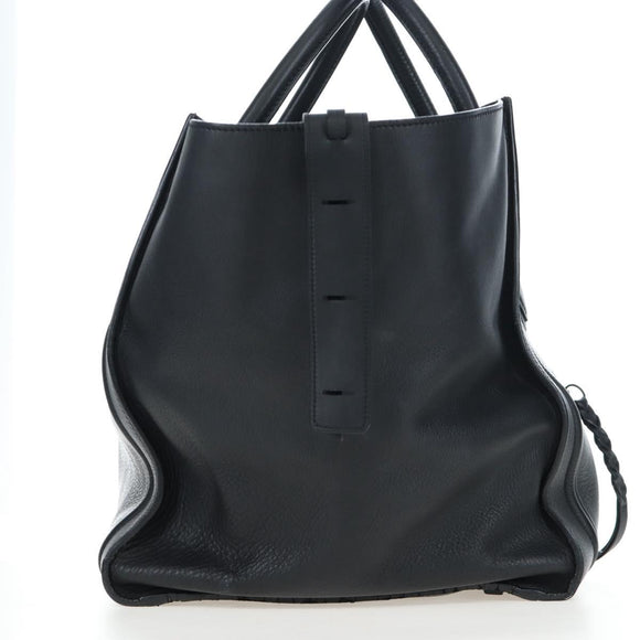 CELINE Luggage Phantom Hand Bag Leather Black Gold Auth fm5451M