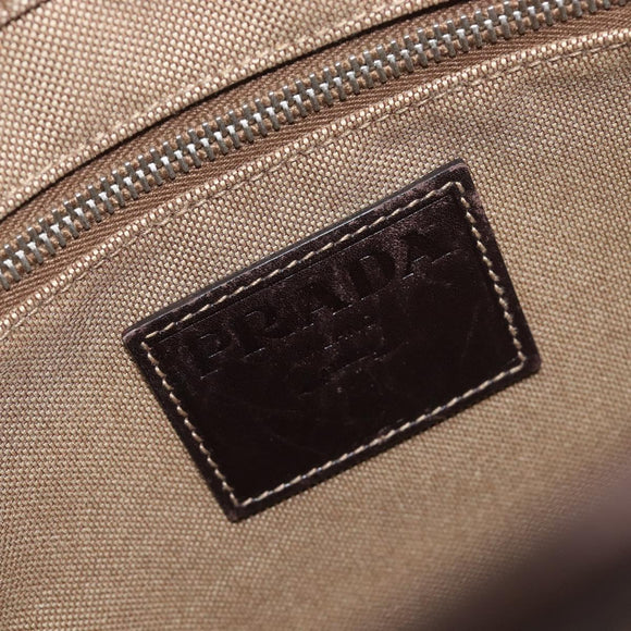 PRADA Jacquard Shoulder Bag Canvas Silver Beige Auth fm5453