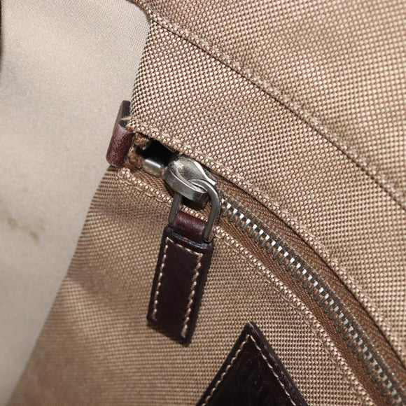 PRADA Jacquard Shoulder Bag Canvas Silver Beige Auth fm5453