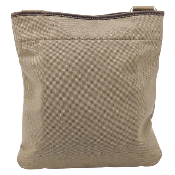 PRADA Jacquard Shoulder Bag Canvas Silver Beige Auth fm5453