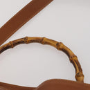 GUCCI Bamboo Shoulder Bag Leather 2way Brown Gold 001 1577 2615 Auth fm5455-10