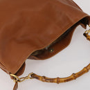 GUCCI Bamboo Shoulder Bag Leather 2way Brown Gold 001 1577 2615 Auth fm5455-6