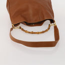 GUCCI Bamboo Shoulder Bag Leather 2way Brown Gold 001 1577 2615 Auth fm5455-7