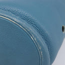 HERMES Manjoire Shoulder Bag Leather Light Blue Silver Auth fm5461A-11