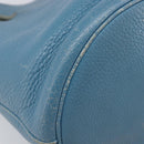 HERMES Manjoire Shoulder Bag Leather Light Blue Silver Auth fm5461A-12