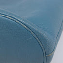 HERMES Manjoire Shoulder Bag Leather Light Blue Silver Auth fm5461A-13