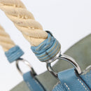 HERMES Manjoire Shoulder Bag Leather Light Blue Silver Auth fm5461A-17