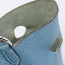 HERMES Manjoire Shoulder Bag Leather Light Blue Silver Auth fm5461A-18