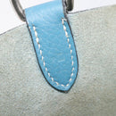 HERMES Manjoire Shoulder Bag Leather Light Blue Silver Auth fm5461A-22
