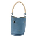 HERMES Manjoire Shoulder Bag Leather Light Blue Silver Auth fm5461A-3