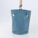 HERMES Manjoire Shoulder Bag Leather Light Blue Silver Auth fm5461A-4