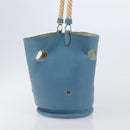 HERMES Manjoire Shoulder Bag Leather Light Blue Silver Auth fm5461A-5