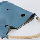 HERMES Manjoire Shoulder Bag Leather Light Blue Silver Auth fm5461A-6