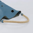 HERMES Manjoire Shoulder Bag Leather Light Blue Silver Auth fm5461A-7
