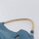 HERMES Manjoire Shoulder Bag Leather Light Blue Silver Auth fm5461A-8