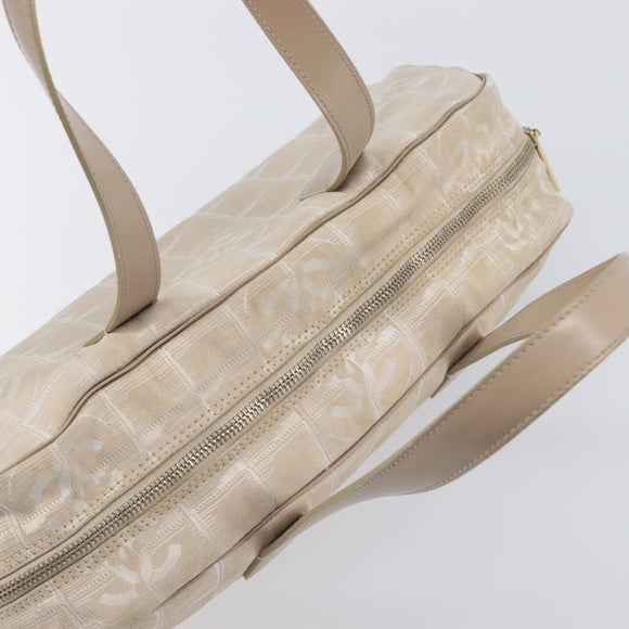 CHANEL New Travel Line Tote Bag Nylon Beige Gold CC Auth fm5462