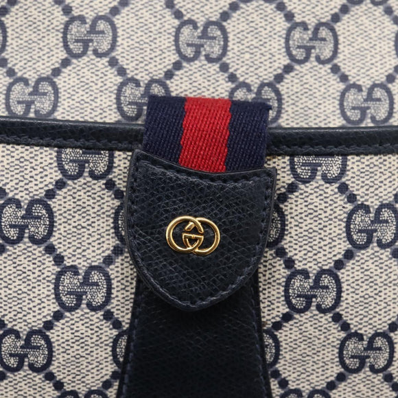 GUCCI GG Supreme Sherry Line Shoulder Bag PVC Navy Gold 001 754 6177 Auth fm5467
