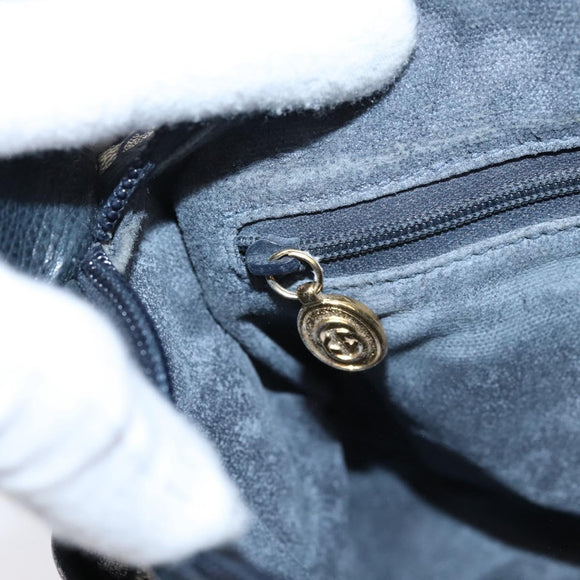 GUCCI GG Supreme Sherry Line Shoulder Bag PVC Navy Gold 001 754 6177 Auth fm5467