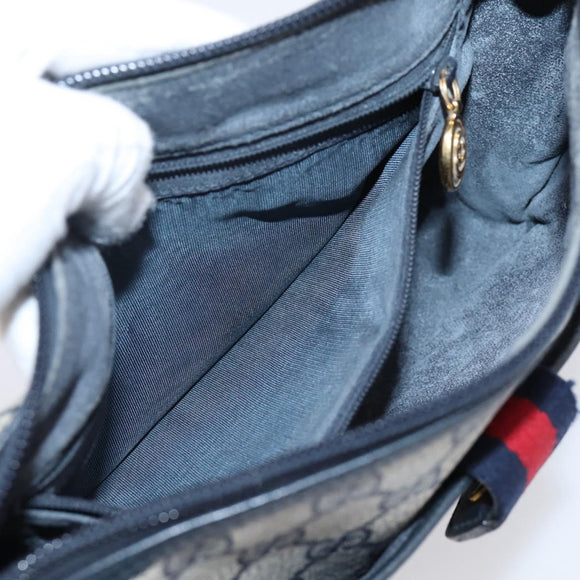 GUCCI GG Supreme Sherry Line Shoulder Bag PVC Navy Gold 001 754 6177 Auth fm5467