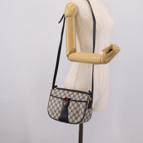GUCCI GG Supreme Sherry Line Shoulder Bag PVC Navy Gold 001 754 6177 Auth fm5467