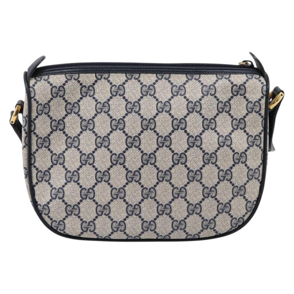 GUCCI GG Supreme Sherry Line Shoulder Bag PVC Navy Gold 001 754 6177 Auth fm5467