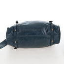 Miu Miu Side Ribbon Tote Bag Leather Blue Gold Auth fm5469V-11