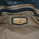 Miu Miu Side Ribbon Tote Bag Leather Blue Gold Auth fm5469V-17