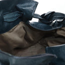 Miu Miu Side Ribbon Tote Bag Leather Blue Gold Auth fm5469V-19