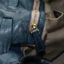 Miu Miu Side Ribbon Tote Bag Leather Blue Gold Auth fm5469V-21