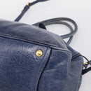 Miu Miu Tote Bag Leather 2way Navy Gold Auth fm5470V-15