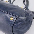 Miu Miu Tote Bag Leather 2way Navy Gold Auth fm5470V-17