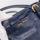 Miu Miu Tote Bag Leather 2way Navy Gold Auth fm5470V-18