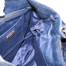 Miu Miu Tote Bag Leather 2way Navy Gold Auth fm5470V-20
