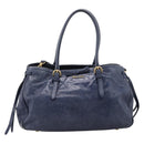 Miu Miu Tote Bag Leather 2way Navy Gold Auth fm5470V-13