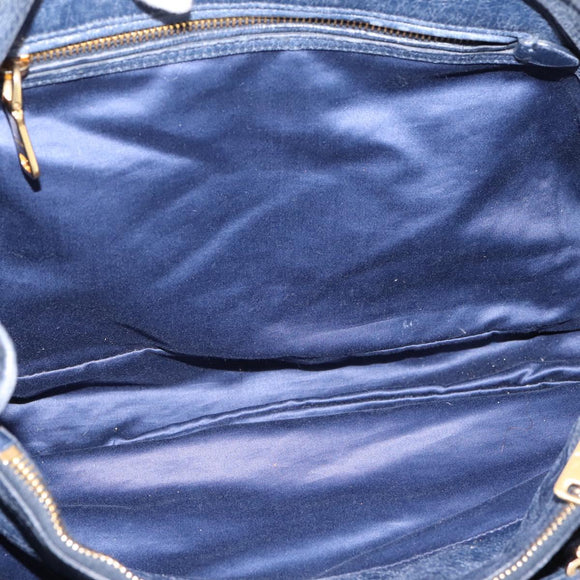 Miu Miu Tote Bag Leather 2way Navy Gold Auth fm5470V